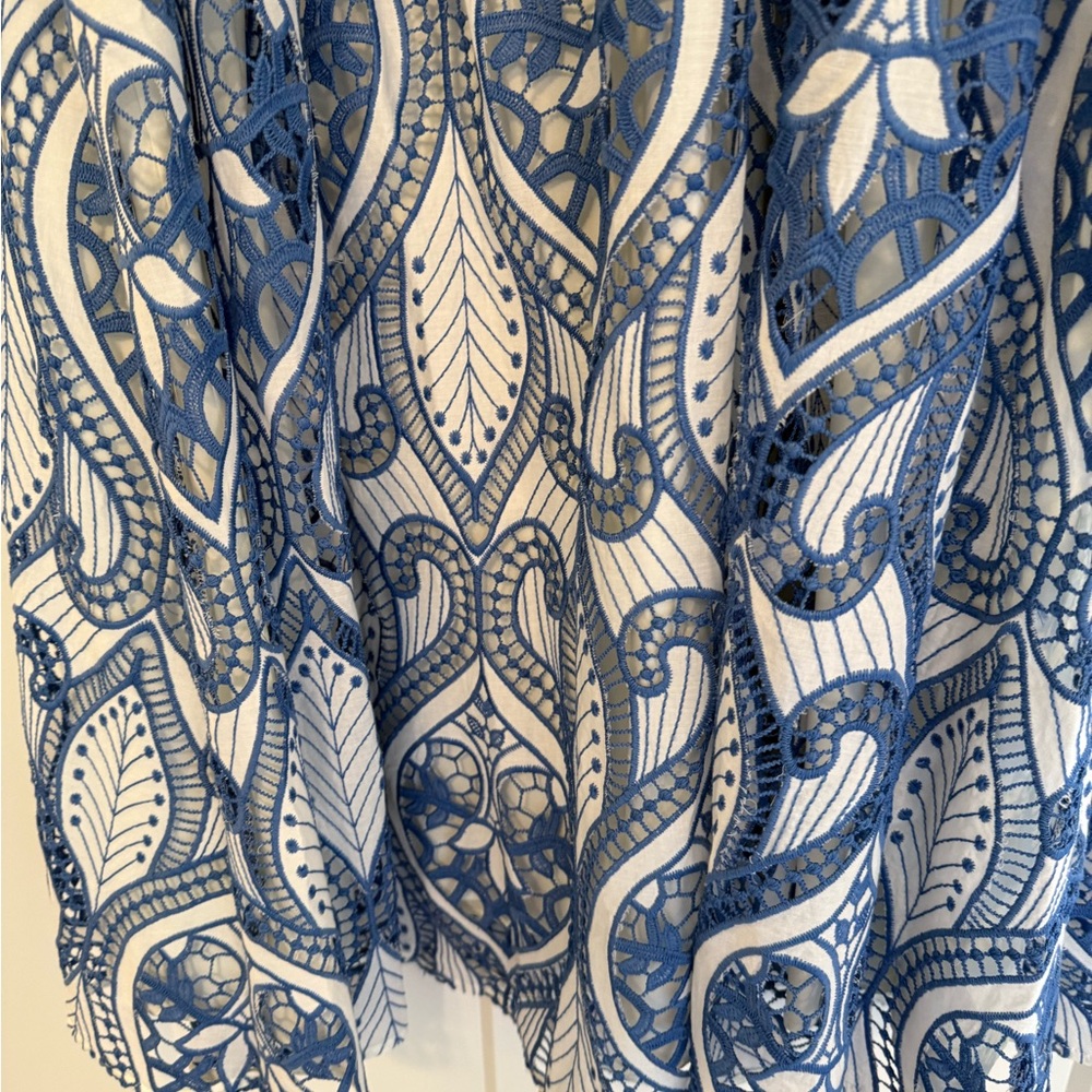 Shoshanna Blue and White Patterned Off Shoulder Dress - Brand New With Tags - Picture 2 of 7